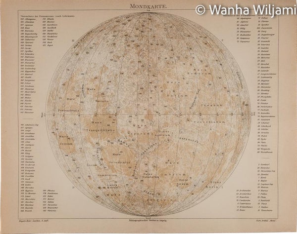 Kuun kartta kartta - Litografi