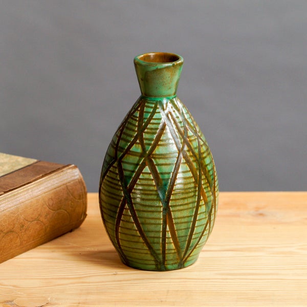 Vintage-keraaminen maljakko, 1950-luku &ndash; vihre&auml;