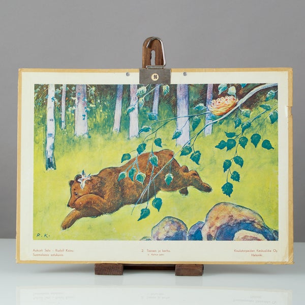 Vintage koulutaulu &ndash; Tiainen ja karhu