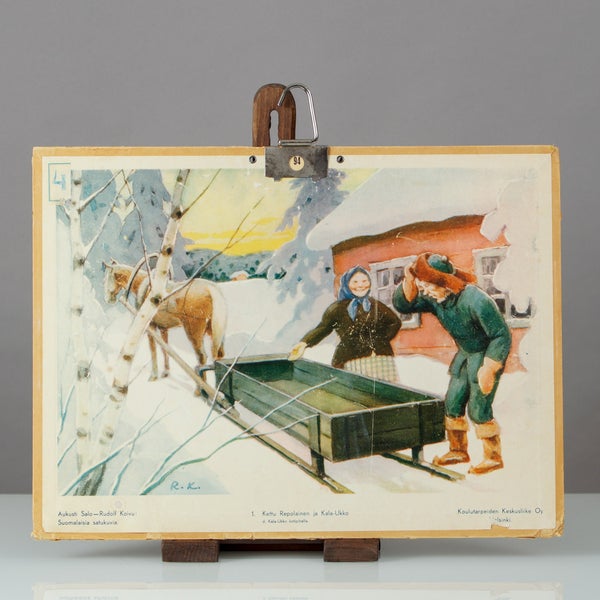 Vintage koulutaulu &ndash; Kettu Repolainen ja Kala-Ukko