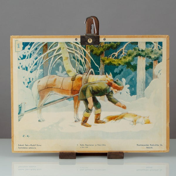Vintage koulutaulu &ndash; Kettu Repolainen ja Kala-Ukko