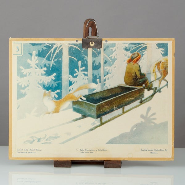 Vintage koulutaulu &ndash; Kettu Repolainen ja Kala-Ukko