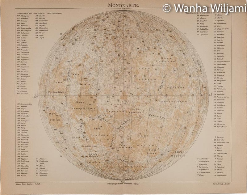 Kuun kartta kartta - Litografi