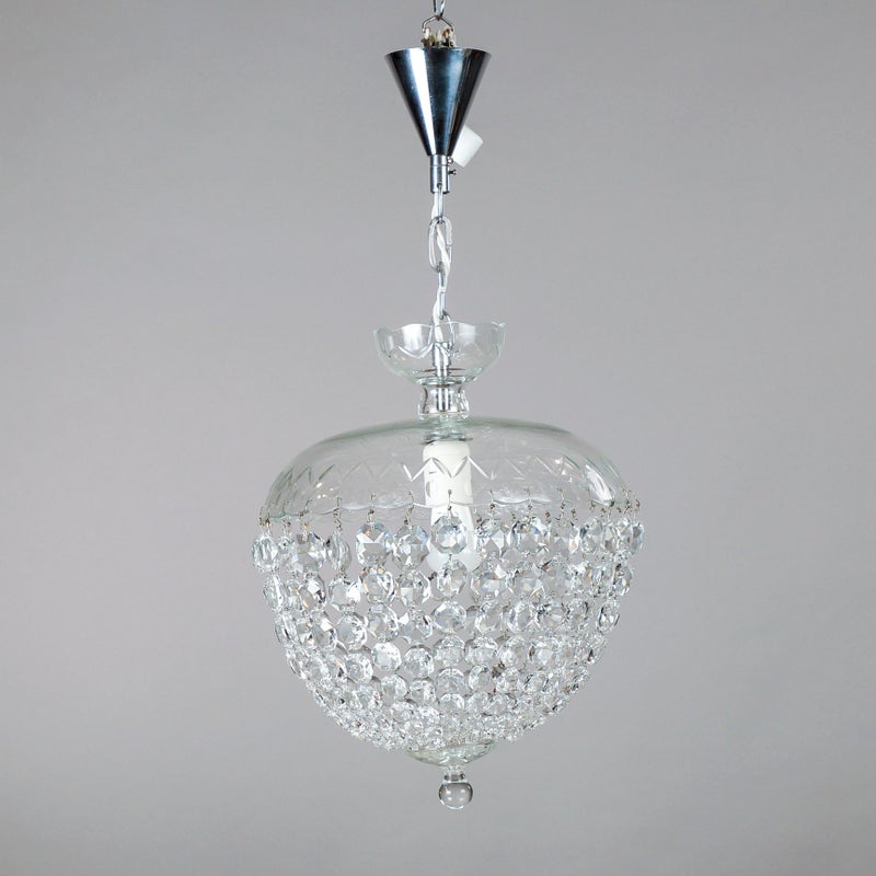 Vintage kristallikruunu 1960-luvulta &ndash; kristalli ja metalli