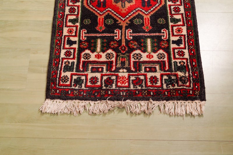 Vintage it&auml;mainen matto k&auml;sinsolmittu - 120 &times; 63 cm